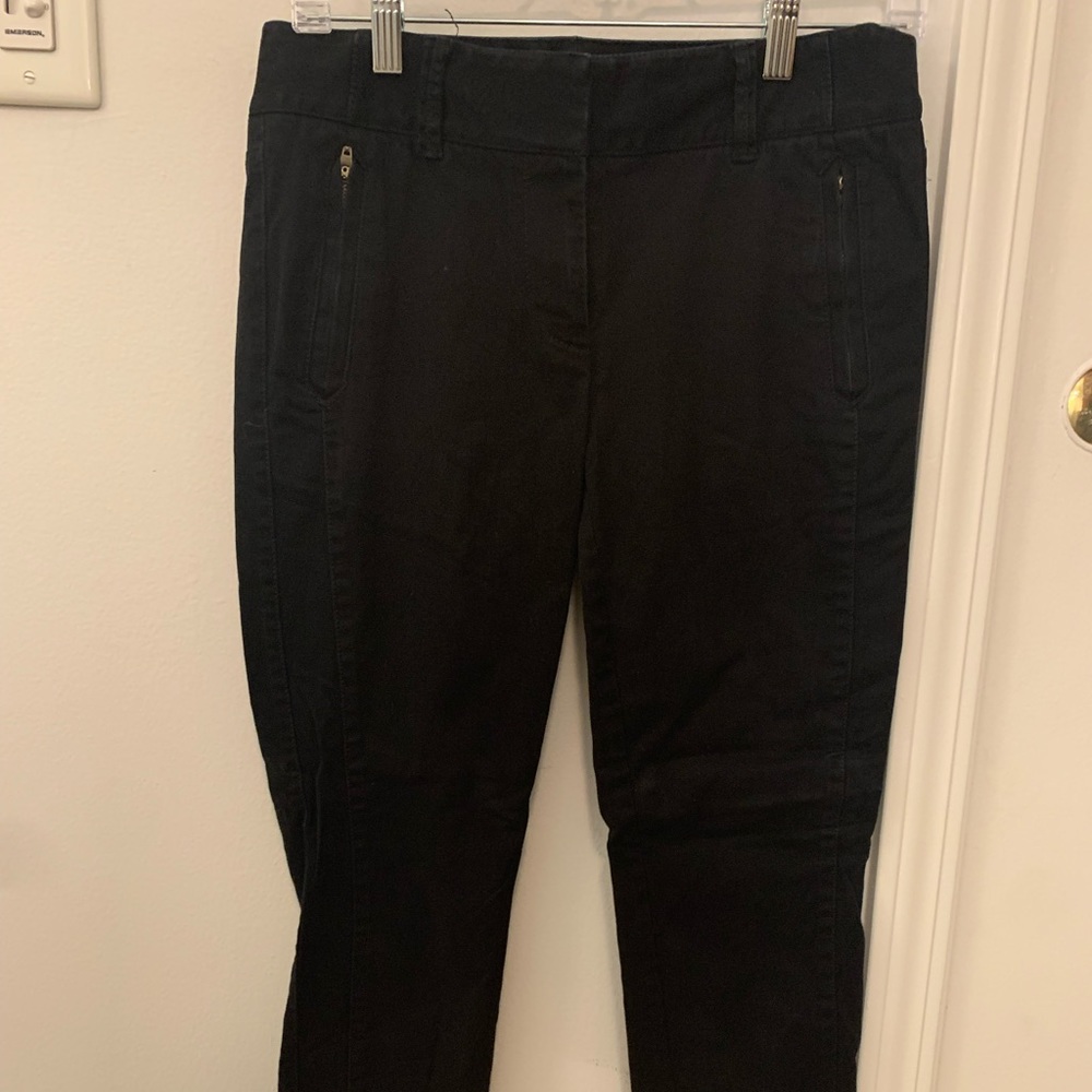 Loft - Cotton Dress Pants, Cropped - 4 - Black